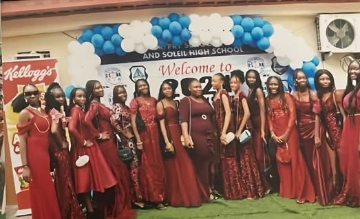 Senior Girls in Crimson Gowns