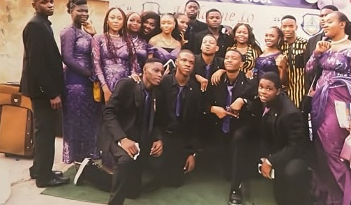 Graduating Students Purple and Black